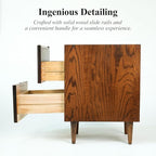 Narrow Nightstand, Mid Century Modern Nightstand, Solid Wood Bedside Table, Side Table witn Drawers (Walnut, 11.81inches)