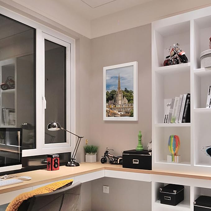 VCK Poster Frames 13x19 White 3 Pack, Solid Wood Picture Frames for Wall Mounting Hanging Art and Puzzle Frame