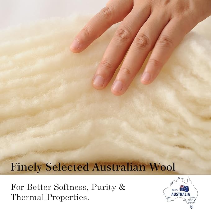 CUDDLE DREAMS Wool Comforter Duvet Insert, 100% Australian Wool Filling with Soft Noiseless Cotton Shell, Natural Warmth (Heavyweight for Winter, King)