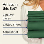 King Sheets Set 6 Piece - Bed Sheets King Size - Soft Hotel Luxury Bedding - Cooling, Comfy & Breathable - 1 Flat & 1 Fitted & 4 Pillowcases w/ Deep Pockets - Wrinkle Resistant & Fade Free - Emerald