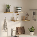 Square Floating Shelves for Wall, 10" W x 10" D x 1.2" H, Small Wooden Wall Mounted Display Shelves with Invisible Brackets for Living Room, Bedroom, Bathroom, Kitchen Decor, Set of 4, Oak