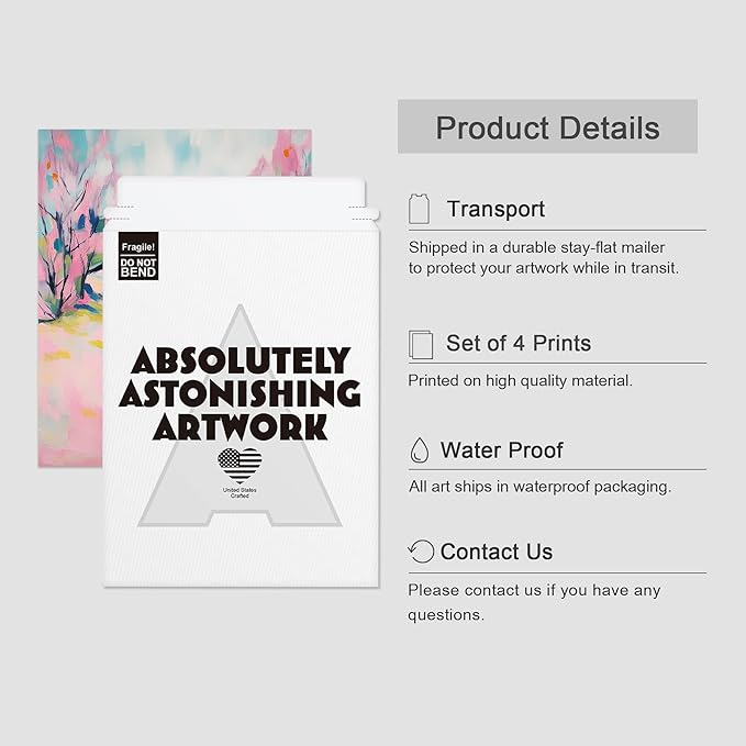 SIGNWIN Adhesive Canvas Poster Vibrant Landscape and Pineapple Colorful Preppy Room Decor Pink Decor Digital Art Modern Art Decorative Multicolor Scenic for Bedroom - 11"x14"x4