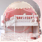Sherilyn Twin Bed Canopy Tent, Canopy on Bed Privacy Space Sleeping Blackout Tents Bunk Bed Tent Twin Size (Pink)