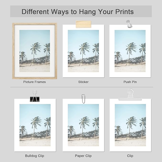 SIGNWIN Adhesive Canvas Poster Washed Out Tropical Island Palm Tree Beach Landscape Nature Wilderness Photography Realism Decorative Rustic Cozy Zen for Living Room, Bedroom, Office - 8"x10"x 4