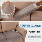 H.VERSAILTEX Velvet Stretch Couch Cushion Cover Plush Cushion Slipcover for Chair Loveseat Sofa Cushion Furniture Protector Seat Cushion Sofa Cover (3 Piece XL Sofa Cushion Covers, Taupe Striped)