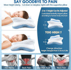 5X Pain Relief Cervical Pillow for Neck and Shoulder,Hollow Design Cervical Memory Foam Pillows, Orthopedic Ergonomic Neck Pillow,Contour Bed Pillow for Side,Back,Stomach Sleepes…