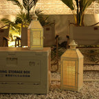 NEEDOMO 2Pack Outdoor Lantern, 16" Large White Candle Lanterns Decorative Indoor, Metal Frame with Glass, Vintage Farmhouse Lantern Decor for Front Porch, Garden, Patio, Pathway, Balcony,Yard