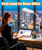 cozoo Desk Lamp, LED Desk Lamps for Home Office with 15W Wireless Charger/Organizer,Desk Lamp for College Dorm Eye-Caring Study Light,Gooseneck Table Lamp with Pen Holders/Storage,12 Lighting Modes