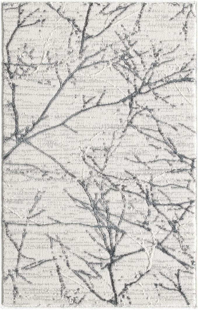 LUXE WEAVERS Modern Abstract Nature Cream Gray 2x3 Entryway Rug, Non-Shedding Hallway Carpet
