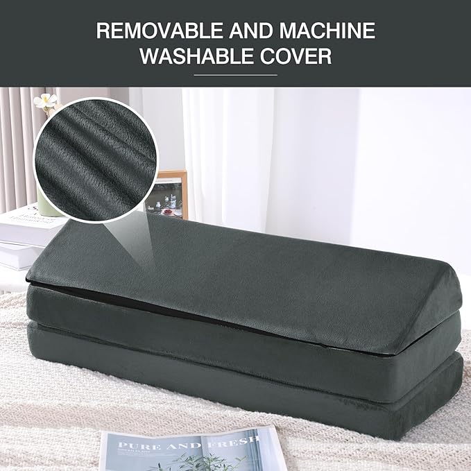 BALAPET 3-in-1 Adjustable Height Wedge Pillow, 7" Height Leg Knee Pillow for Side Sleepers & Aligns Spine, Supportive Bolster Pillow for Pregnancy Relieves Pressure Hip Leg Elevation, 20.5", Dark Grey