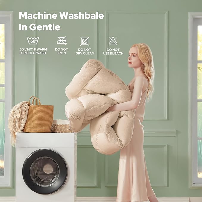 BEDLORE Twin XL Mattress Topper Viscose Derived from Bamboo, Thick Pillow Top Mattress Pad with Deep Pockets for 6-15 inches Mattress, Soft Mattress Topper College Dorm Size for Back Pain(Beige)