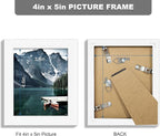 4x5 Picture Frame - Made of Real Glass and White Wooden Frame, 4 by 5 small Photo for Wall or Tabletop Display, 1 Pack