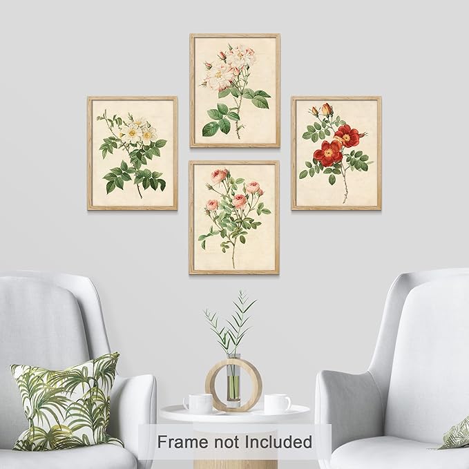 SIGNWIN Poster Bathroom Decor 8"x10", Wall Art Room Decor Multicolor for Living Room, Bedroom, Office Vintage Colorful Wildflower Variety Nature Wilderness Plant Art Floral Botanical