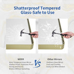 WEER Gold Bathroom Mirror, 24X32 Inch Brushed Gold Metal Frame Mirror, Rounded Rectangle Gold Bathroom Vanity Mirror for Wall, Tempered Glass, Anti-Rust, Hangs Horizontally or Vertically