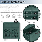 Kitchen Storage Cabinet with Drawers - Accent Cabinet with Carved Door, Floor Sideboard Buffet with Storage, Small Wood Credenza for Living Room, Dining Room, Entryway, Green