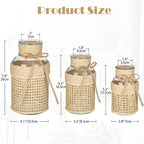 Hollyone 3Pcs Flower Vase Glass Vase with Cotton Rope Cover Woven Glass Vase Decorative Flower Bottle Modern Vase for Table Centerpiece Farmhouse Wedding Home Decor