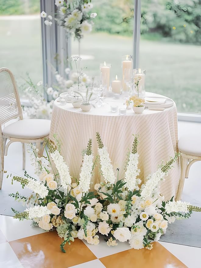 White Delphinium Artificial Flowers,6PCS Larkspur Silk Fake Flowers 29.5" Long Stem Faux Hyacinth Flowers for Tall Vase Wedding Home Garden Decor (White)