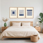 Aurlan Boho Christian Line Art Framed Wall Decor(16"x24"), 3PCS Minimalist Jesus Leavs the 99 Sheep Lamb Bible Story Canvas Artwork, Neutral Abstract Beige Navy Blue Religious Painting for Bedroom Living Room