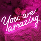 SYLHOME Pink You Are Amazing Led Neon Light Sign Girls Bedroom Kids Room Wall Decor Sign Wedding Birthday Christmas Graduation Party Sign Student Gifts USB 15.75" X 8.94"