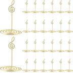 24 Pcs Gold Musical Note Photo Holders Table Number Photo Clips Holder Music Note Decoration Name Place Card Stand for Centerpieces Wedding Reception, Party, Birthday