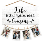 Cousins Gifts Picture Frame Photo Holder for Wall, Cousin Gift for Women Men, Best Cousin Gift, Gifts for Female Male, Life is Better with Cousins Hanging Photo Display