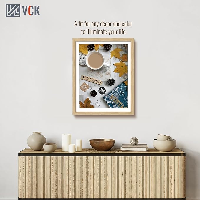 VCK 22x28 Oak Poster Frame 3 Pack, Natural Solid Wood Picture Frames, Wall Mounting Hanging