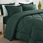 CozyLux King Size Comforter Set Forest Green - 7 Pieces Bed in a Bag King, Luxury Soft Bed Set for All Seasons, Bedding Set with Down Alternative Comforter, Sheets, Pillowcases & Shams