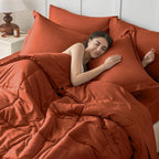 JOLLYVOGUE King Comforter Set, Ultra-Soft Bed in a Bag King Size 7 Pieces, Oeko-TEX Certified Bedding Set with Down Alternative Comforter, Sheets, Pillowcases & Shams, Burnt Orange