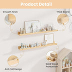 Fun Memories Picture Ledge Shelf for Wall, 36 inch Pine Wood Nursery Book Shelves Set of 2- Wall Book Shelves for Kids Room, Home Decor - Kitchen Spice-Natural