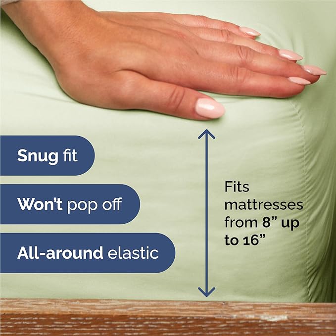 Split King Sheets Set 7 Piece - Includes 4 Pillowcases - Bed Sheets Split King - Soft Hotel Luxury Bedding - Cooling and Breathable - 1 Flat & 2 Fitted & 4 Pillowcases w/ Deep Pockets - Light Sage