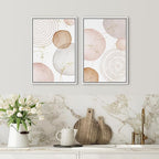 SIGNFORD Framed Wall Art Print Set Pastel Pink Gray Watercolor Circles Abstract Shapes Illustrations Modern Minimalist Relax/Calm Multicolor for Living Room, Bedroom, Office - 24"x36"x2 White
