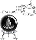 3D The Blessed Virgin Mary Crystal Ball Laser Etched Our Lady of Guadalupe Glass Sphere Statue Mother Mary Christian Catholic Religious Easter Gifts