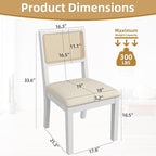 Westice Rattan Dining Chairs Set of 2, Farmhouse Natural Dining Room Chairs with Upholstered Cushion, Wood Armless Chairs for Kitchen/Restaurant, White