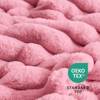 Amélie Home Faux Fur Throw Blanket for Couch, Cozy Fuzzy Fluffy Fur Luxurious Soft Striped Plush Gift Blankets for Family Sofa Chair Bed Living Room Bedroom, 55"x70", Pink