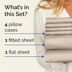King Sheets Set 6 Piece - Bed Sheets King Size - Soft Hotel Luxury Bedding - Cooling, Comfy & Breathable - 1 Flat & 1 Fitted & 4 Pillowcases with Deep Pockets - Wrinkle Resistant & Fade Free - Cream
