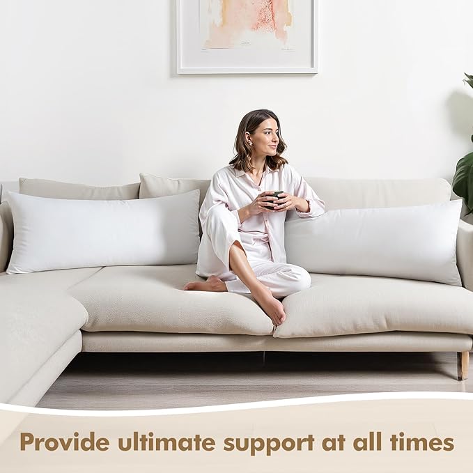 MIULEE 14x36 Down Alternative Pillow Insert Decorative Throw Pillow 14 x 36 Inch Body Bed Sleeping Ultra Soft Fluffy Form for Sofa Couch Bed