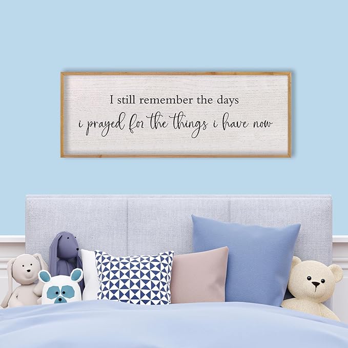 LuZhiQiang I Still Remember The Days I Prayed Sign Bible Verse Christian Wall Decor 40"X15" for Scripture Religious Family Living Room Holy Catholic God Jesus Christ Prayer Home Wall Art (Wood)