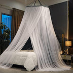 Kertnic Luxurious Bed Canopy for Girls & Adults - Double Layer Princess Canopy with Lace, Round Dome Mosquito Netting for Queen/King Bed Tent (Peacock Blue)