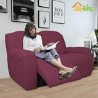 Easy-Going 6 Pieces Recliner Loveseat Stretch Sofa Slipcover Sofa Cover Furniture Protector Couch Soft with Elastic Bottom Kids, Spandex Jacquard Fabric Small Checks ASH Rose