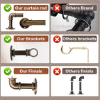 Industrial Curtain Rods 18 to 120 in,Blackout Curtain Rod,Adjustable Length,1 in Diameter Pipe,Wall or Ceiling Mounted,for Bedroom and Living Room (Coffee Gold 18” to 120”)