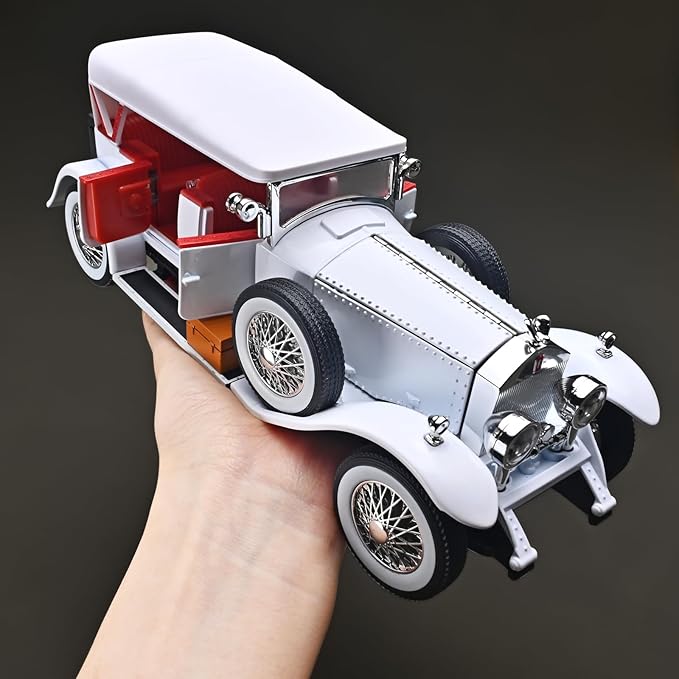 Model Car Kits Adults and Boys 1/24 Diecast Cars Phantom Generation Vintage Car Collectibles,Die Cast Metal Pull Back Cars with Lights and Sounds,Toy Cars for Boys Age 3-12（White）