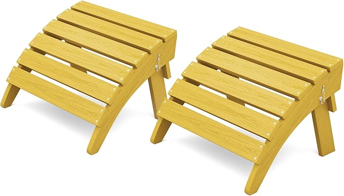 KINGYES Folding Adirondack Ottomans Set of 2 for Adirondack Chair, Yellow