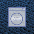 Bigacogo Chunky Knit Throw Blanket for Couch, 51x63 inches, 100% Hand Knitted with Thick Jumbo Chenille Yarn, Cozy Soft Large Rope Knot Cable Crochet Blankets for Sofa Bed Living Room, Navy Blue