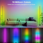 Corner Floor Lamp, 2 Pack LED Corner Lamp with App/Remote/Button Control, Smart RGB Floor Lamp with 16 Million DIY Colors & 68+ Scene, Music Sync for Living Room, Bedroom, Gaming Room