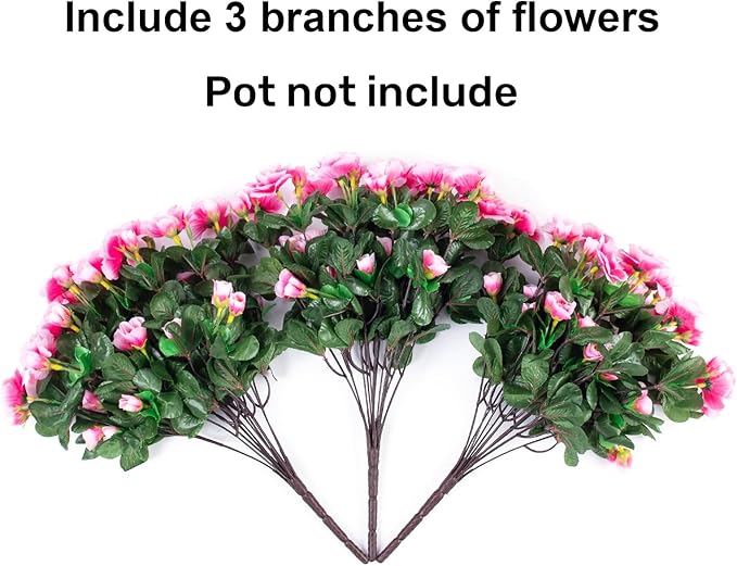 Artificial Fake Outdoor Outside Flowers Plants For Fall Decor, Faux Silk Pink Camellia UV Resistant Realistic for Front Door Porch Patio Planter Balcony Garden Yard Home Decor, 3 Large Bundles