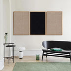 Tinonedraw Mid Century Modern Framed Canvas Wall Art Set of 3, Neutral Abstract Art Prints, Black and Brown Geometric Minimalist Wall Decor for Living Room Bedroom Office Dining Room 16"x24"x3