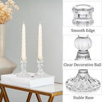 6 Pack Glass Taper Candlestick Holders, Clear Candlestick Holders, 4" H Stripe Crystal Candle Holders Decorative Candle Stand Centerpiece for Wedding, Festival, Dinning Party Table Decor