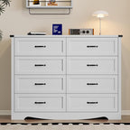 8-Drawer Dresser for Bedroom, Modern Wooden Chest of Drawers with Metal Handles, Anti-Tipping Design, Sturdy and Stable Storage Organizer for Living Room, Entryway, Home Office