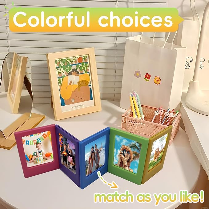 40 Pack Magnetic Picture Frame 2x3 Picture Frame Bulk Mini Picture Frames Set For Fujifilm Instax Frame Cute Multiple Colorful Photo Frames for Refrigerator Wallet Size Picture Frames