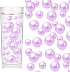 200PCS Light Purple Faux Pearls Beads for Centerpiece Vases, Vase Filler Faux Pearls, No Holes Filler Beads for Party Anniversary Birthday Wedding Table Decor, 10/14/20/30mm